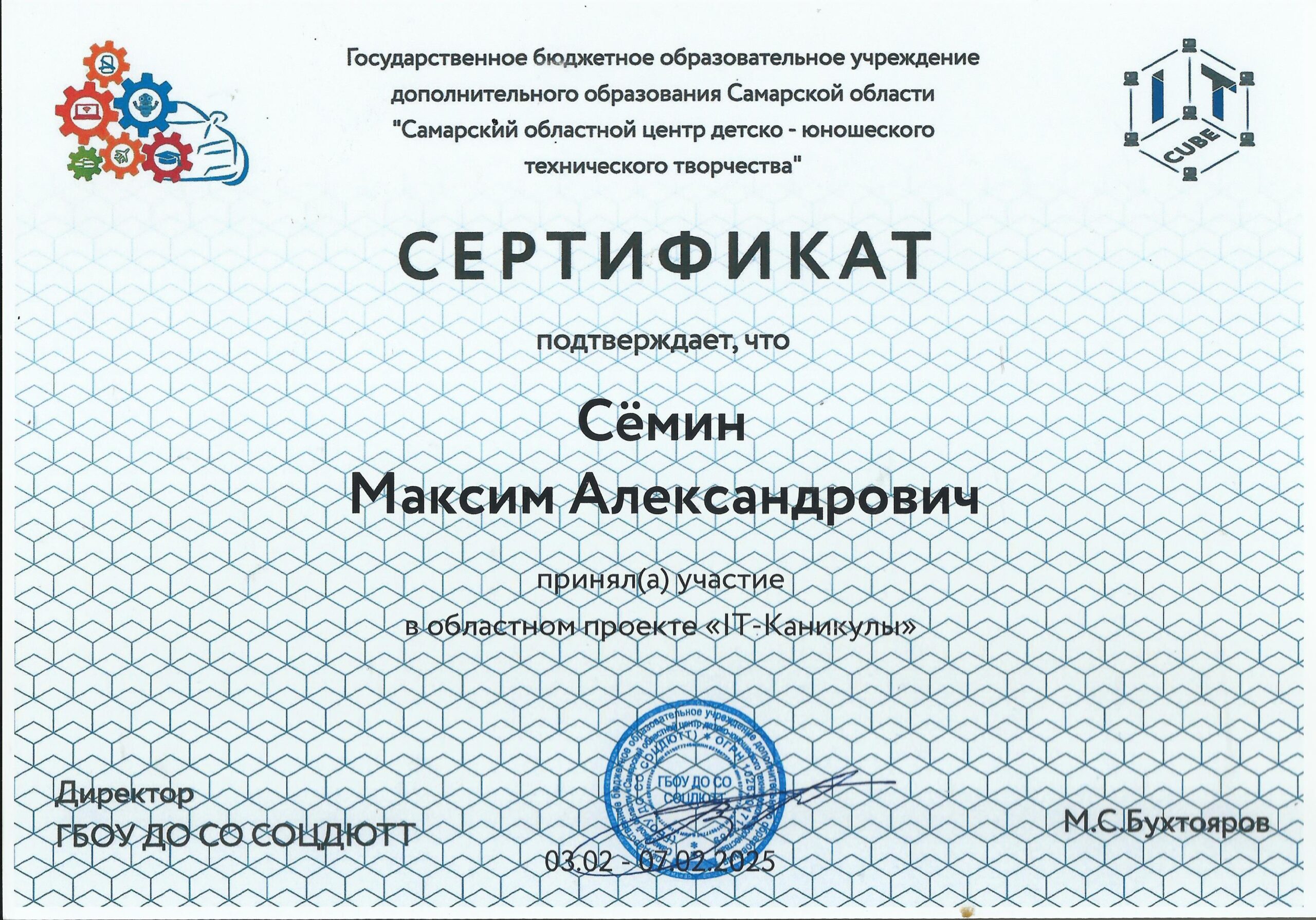 Сёмин М. сертификат